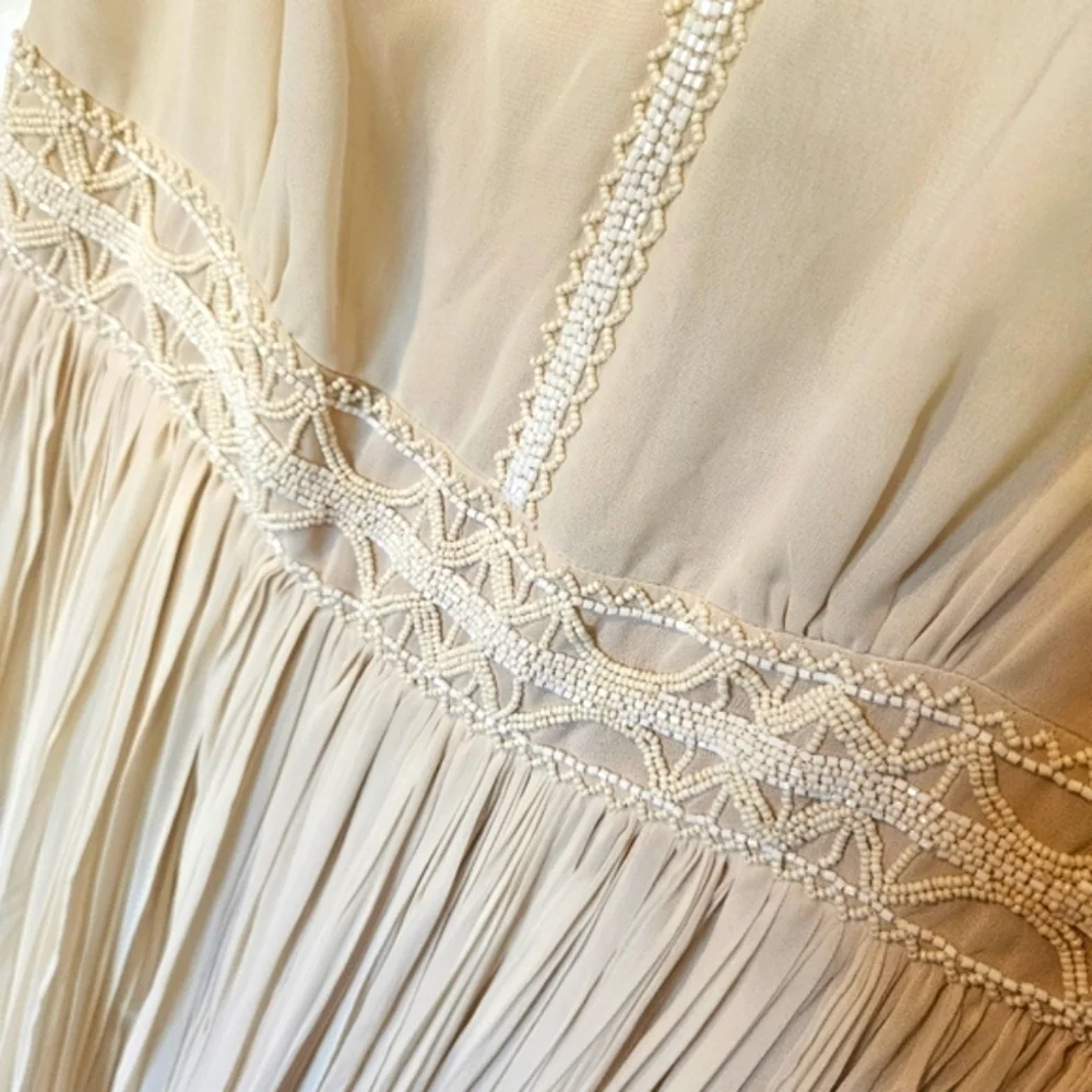 Massimo Dutti Bohemian Crepe Beaded Maxi Dress - Picture 4 of 10